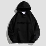 Black Text Essentials Hoodie