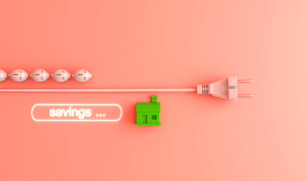 Energy saving concept with piggy bank.