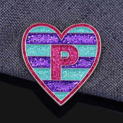 Custom Heart Glitter Pins
