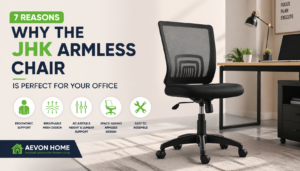 Modern office with the JHK Armless Chair featuring ergonomic support, breathable mesh design, and adjustable features, ideal for any office environment.