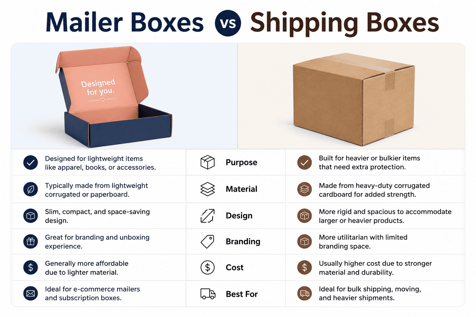 Mailer Boxes vs Shipping Boxes