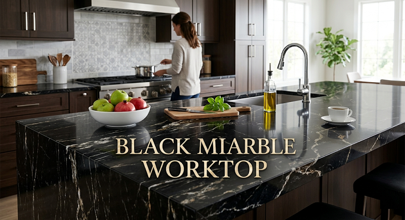 black marble worktop