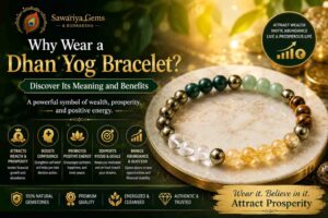 Dhan Yog Bracelet by Sawariya Gems made with natural gemstones symbolizing wealth, prosperity, abundance, confidence and positive energy.
