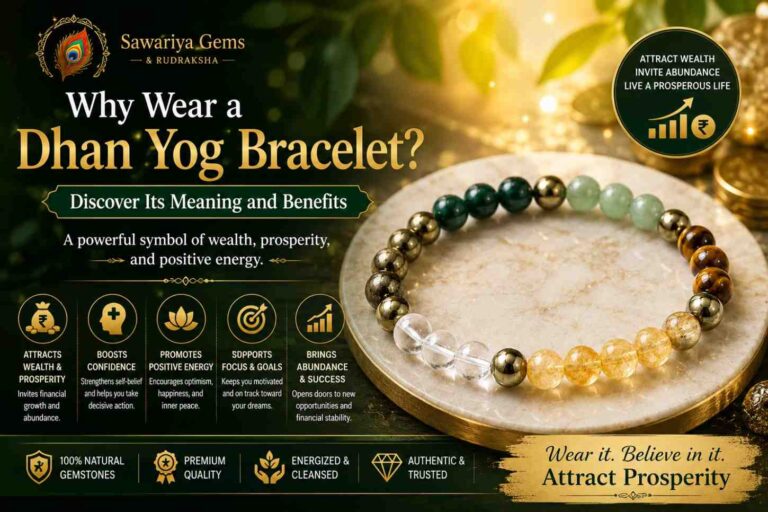 Dhan Yog Bracelet by Sawariya Gems made with natural gemstones symbolizing wealth, prosperity, abundance, confidence and positive energy.